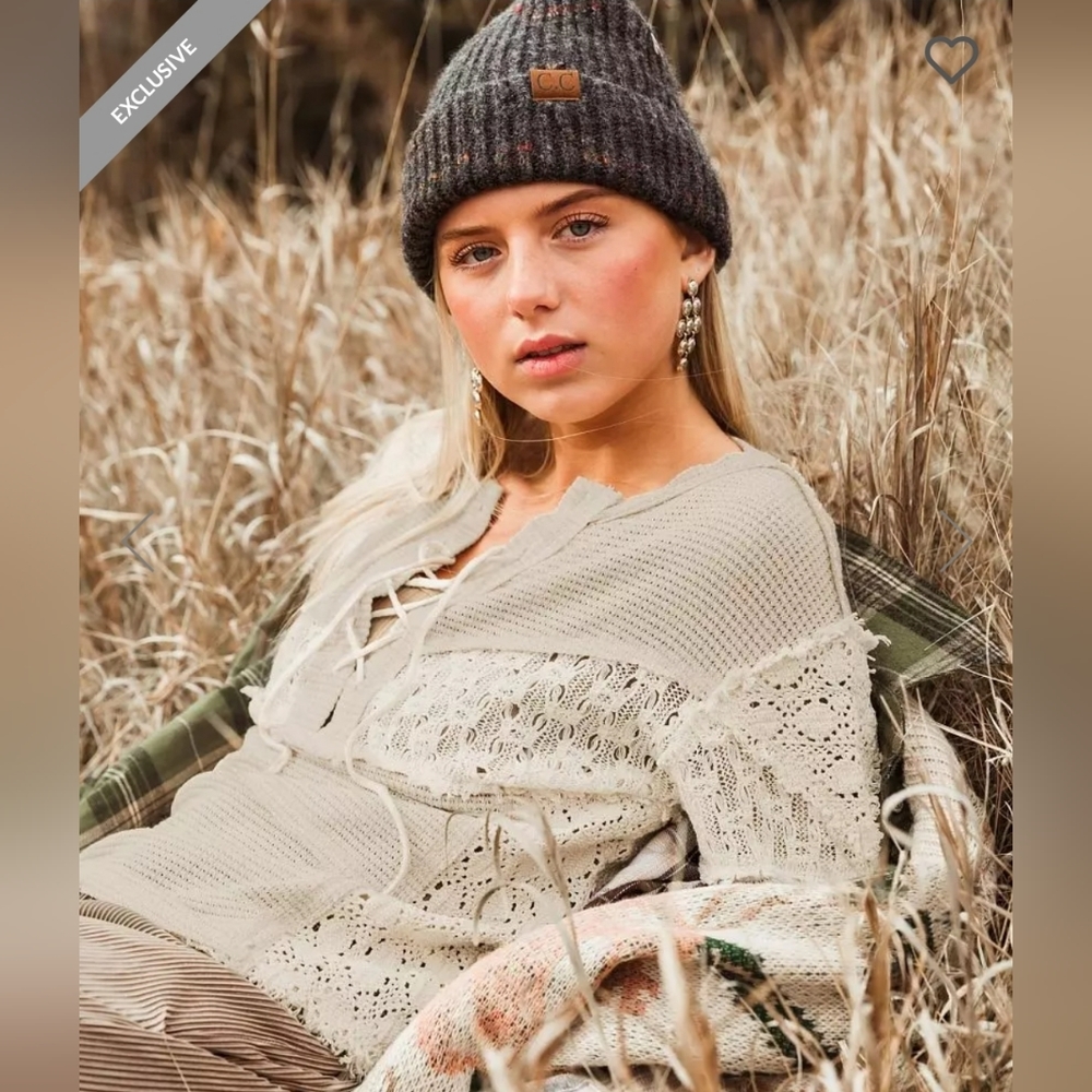 Waffle knit top boho